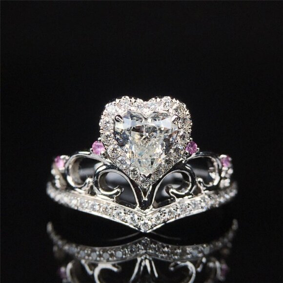 ✔ Accept offer Jewelry - 💥Prinecess Heart Shape Twisted Beautiful 925 Silver Plated  for WomenUNVN12160